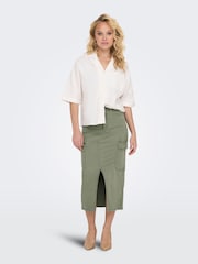 ONLY Green Utility Midi Skirt With Front Split - Image 6 of 8