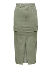 ONLY Green Utility Midi Skirt With Front Split - Image 7 of 8