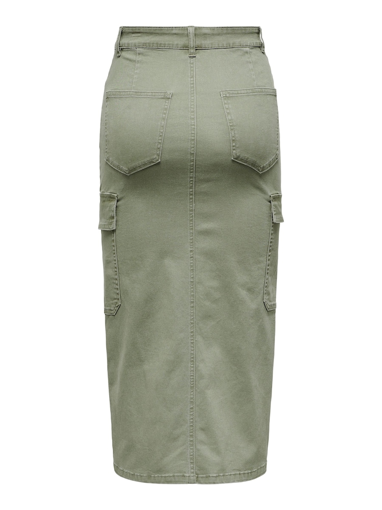 ONLY Green Utility Midi Skirt With Front Split - Image 8 of 8