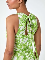 Roman Green Halter Neck Butterfly Print Dress - Image 4 of 5
