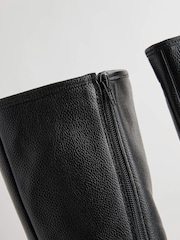 Black Leather Standard/Wide Fit Forever Comfort® Knee High Double Buckle Biker Boots - Image 10 of 10