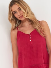 Joe Browns Pink Relaxed Ladder Lace 100% Cotton Cami - Image 2 of 5