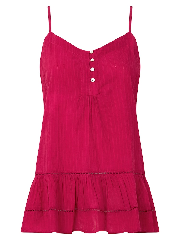Joe Browns Pink Relaxed Ladder Lace 100% Cotton Cami - Image 5 of 5