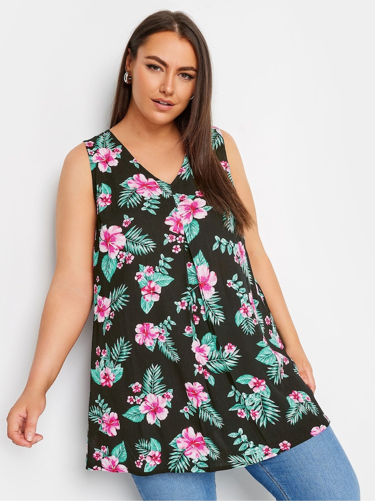 Yours Curve Black Pleated Front Vest - Image 1 of 5
