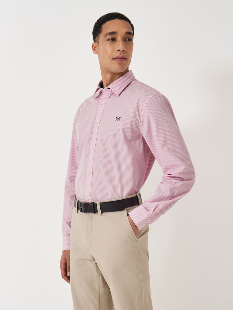 Crew Clothing Company Pink Stripe 100% Cotton Classic Shirt - Image 1 of 5 Crew Clothing Company Pink Stripe 100% Cotton Classic Shirt - Image 1 of 5