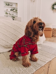 Red Check Matching Family Pets Christmas Flannel 100% Cotton Pyjamas - Image 1 of 7