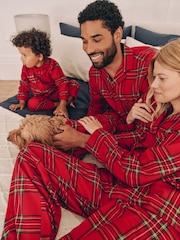 Red Check Matching Family Pets Christmas Flannel 100% Cotton Pyjamas - Image 2 of 7