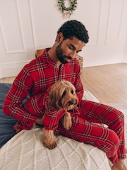 Red Check Matching Family Pets Christmas Flannel 100% Cotton Pyjamas - Image 3 of 7