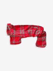 Red Check Matching Family Pets Christmas Flannel 100% Cotton Pyjamas - Image 6 of 7