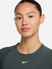 Nike Dark Green Pro Dri-FIT Cropped Long Sleeve Top - Image 5 of 5