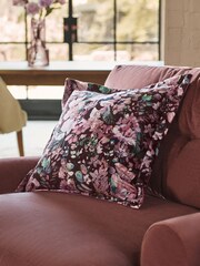 Dark Pink Rustic Romance Floral Velour Cushion - Image 1 of 5