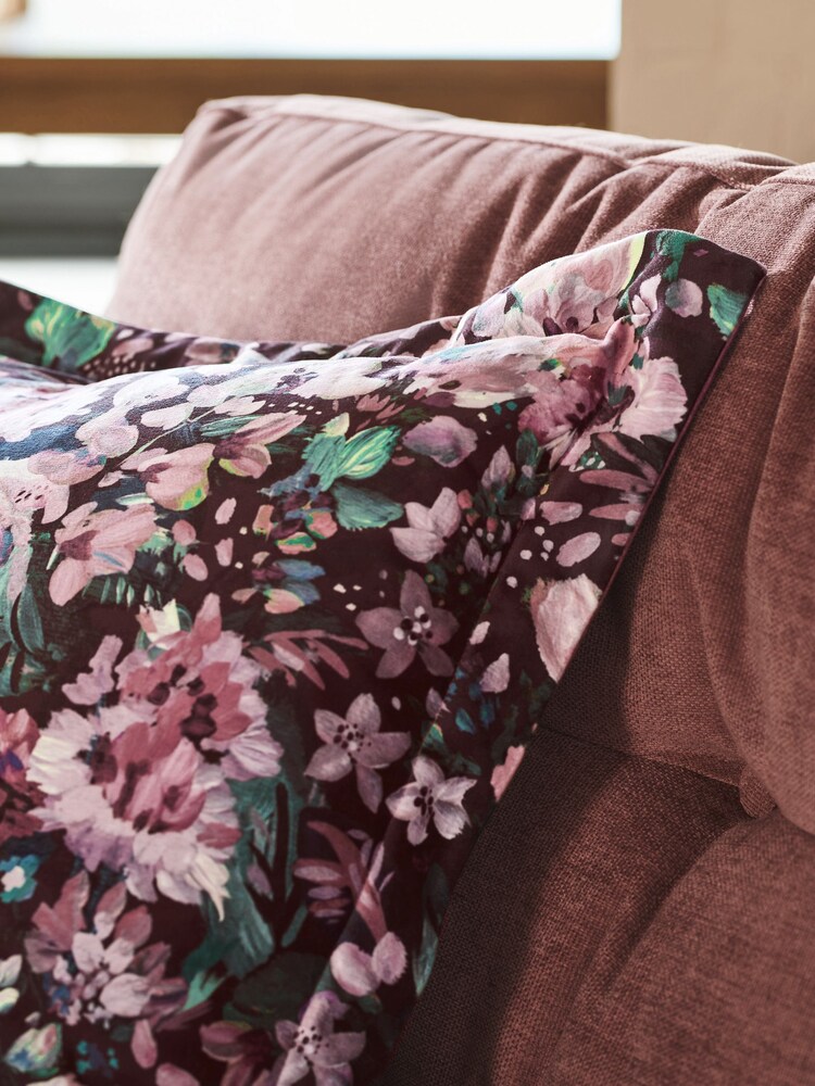 Dark Pink Rustic Romance Floral Velour Cushion - Image 2 of 5