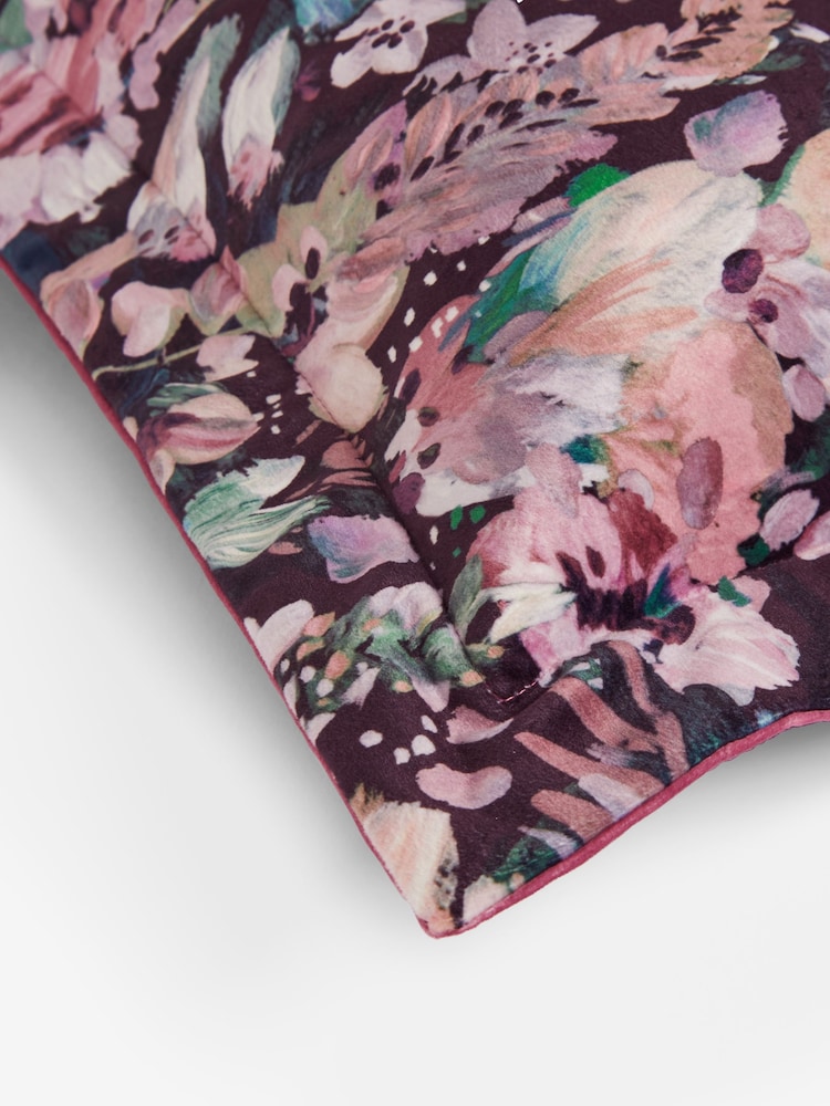Dark Pink Rustic Romance Floral Velour Cushion - Image 5 of 5