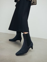 Navy Suede Standard/Wide Fit Forever Comfort® Chisel Toe Chelsea Ankle Boots - Image 1 of 4