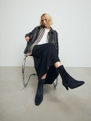 Navy Suede Standard/Wide Fit Forever Comfort® Chisel Toe Chelsea Ankle Boots - Image 2 of 4