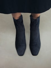Navy Suede Standard/Wide Fit Forever Comfort® Chisel Toe Chelsea Ankle Boots - Image 3 of 4