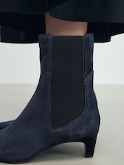 Navy Suede Standard/Wide Fit Forever Comfort® Chisel Toe Chelsea Ankle Boots - Image 4 of 4