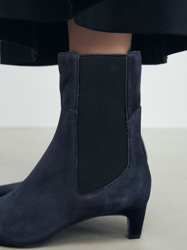 Navy Suede Standard/Wide Fit Forever Comfort® Chisel Toe Chelsea Ankle Boots - Image 4 of 4