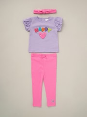 Lily & Jack Pink Print Top Leggings And Headband Outfit Set 3 Piece - Image 1 of 5