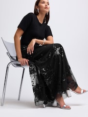 Black Sequin Maxi Skirt - Image 2 of 7