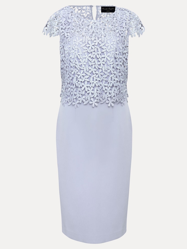 Phase Eight Blue Petite Daisy Lace Double Layer Dress - Image 7 of 7