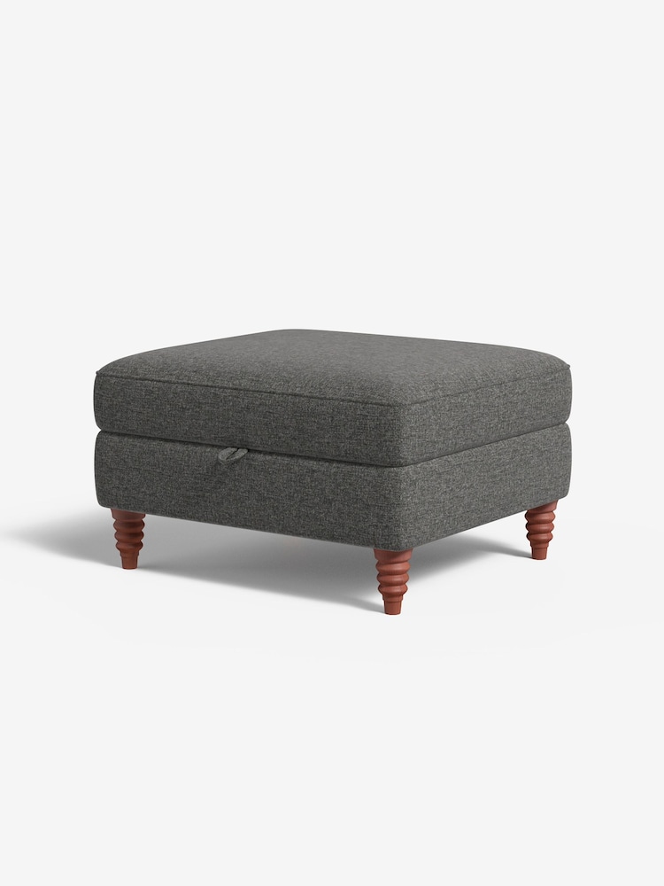 MADE.COM Textured Weave Stone Grey Orson Footstool - Image 1 of 3