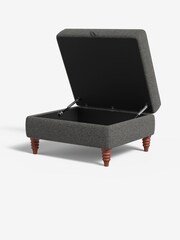 MADE.COM Textured Weave Stone Grey Orson Footstool - Image 2 of 3