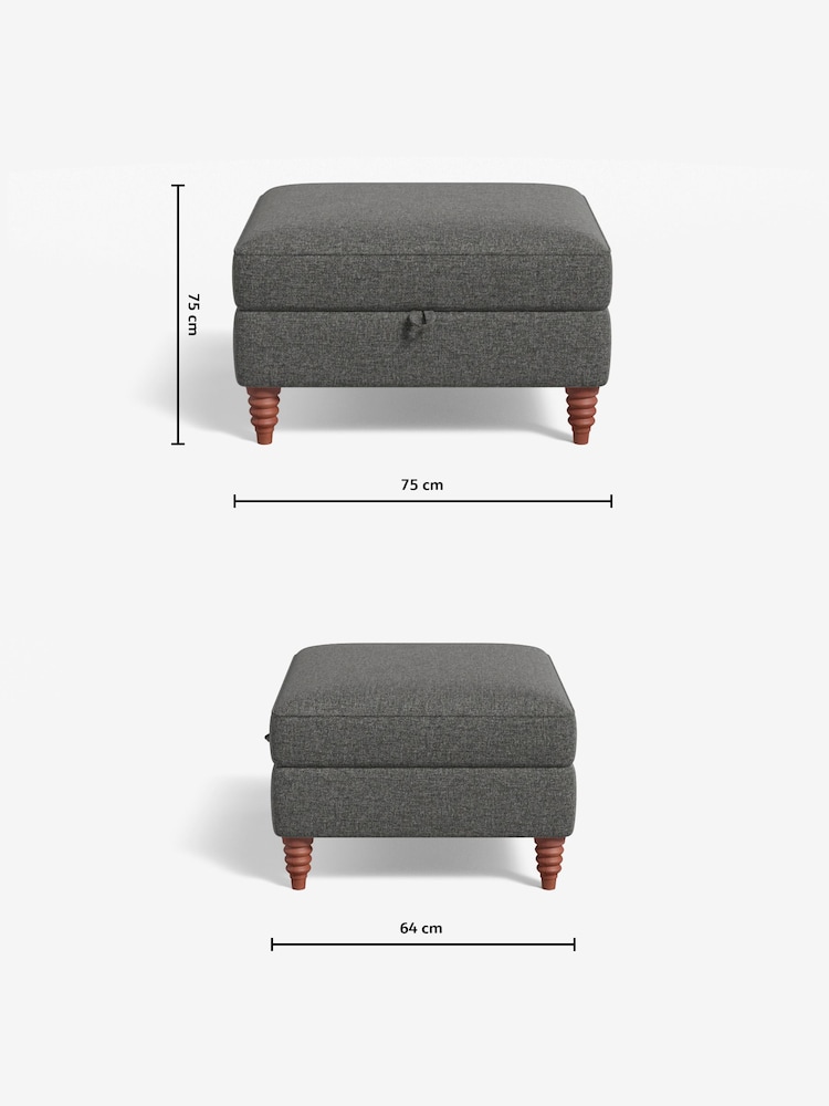 MADE.COM Textured Weave Stone Grey Orson Footstool - Image 3 of 3