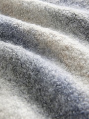 Neutral/Grey Relaxed Fit Bouclé Texture Stripe Crew Jumper with Wool - Image 5 of 7