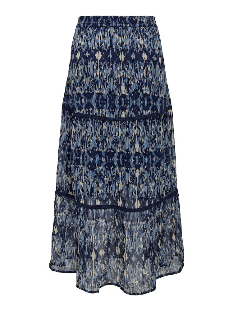 ONLY Blue Printed Tiered Maxi Skirt - Image 6 of 6 ONLY Blue Printed Tiered Maxi Skirt - Image 6 of 6