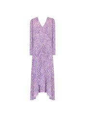 Ro&Zo Petite Purple Geo Print Ruched Front Midi Dress - Bild 5 von 5