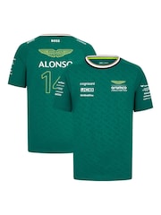 Fanatics Green Aston Martin Aramco Cognizant F1 2024 Fernando Alonso Team Driver T-Shirt - Image 1 of 3