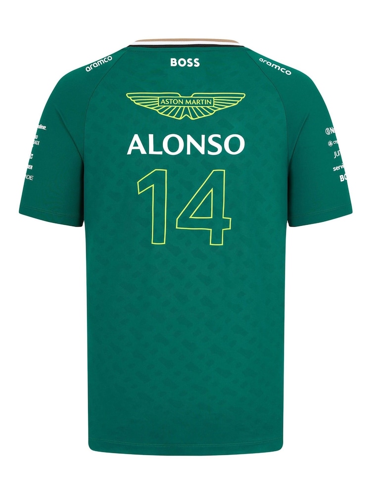 Fanatics Green Aston Martin Aramco Cognizant F1 2024 Fernando Alonso Team Driver T-Shirt - Image 3 of 3