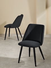 MADE.COM Set of 2 Charcoal Black Lule Non Arm Dining Chairs - Image 2 of 5
