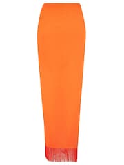 Pour Moi Orange Fringe Trim Crinkle Woven Multiway Sarong - Image 4 of 4
