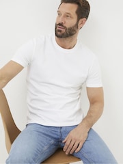 FatFace Lulworth White 100% Cotton Organic Crew T-Shirt - Image 1 of 2