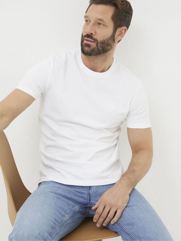 FatFace Lulworth White 100% Cotton Organic Crew T-Shirt - Image 1 of 2