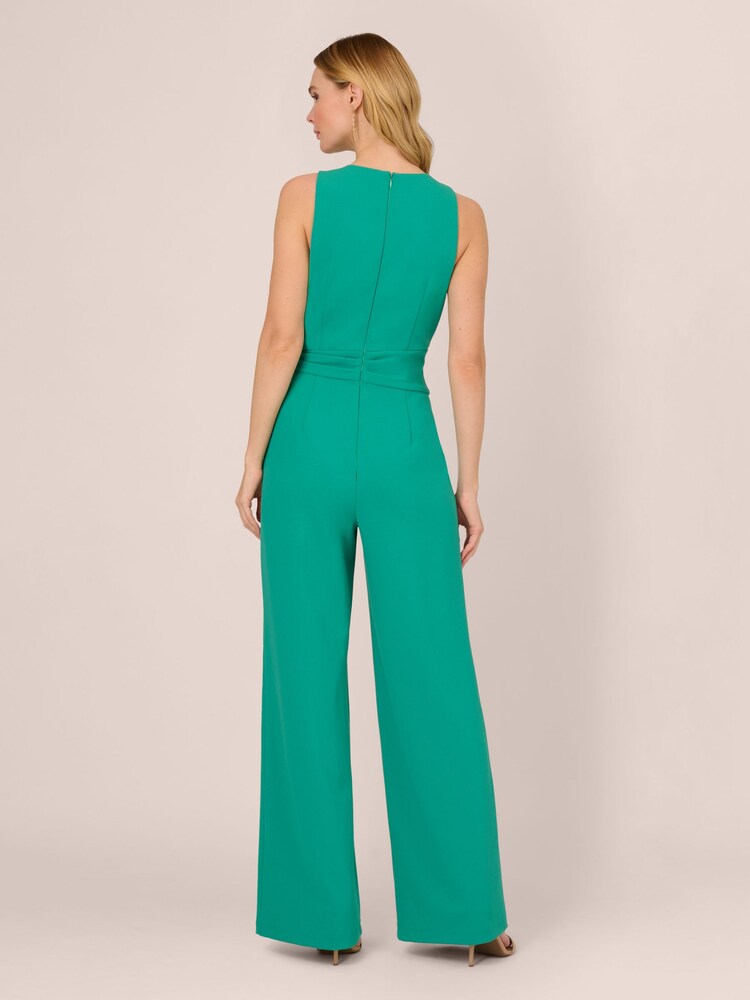 Adrianna Papell Wide Leg Green Bow Detail Jumpsuit - Image 2 of 7 Adrianna Papell Wide Leg Green Bow Detail Jumpsuit - Image 2 of 7