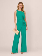 Adrianna Papell Wide Leg Green Bow Detail Jumpsuit - Image 3 of 7