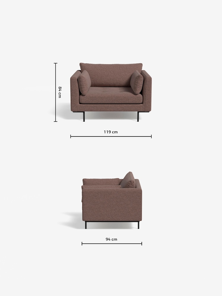 MADE.COM Basket Weave Dusky Pink Harlow Loveseat - Image 3 of 3