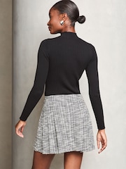 Lipsy Grey Petite Jersey Boucle Pleat Skirt - Image 4 of 4