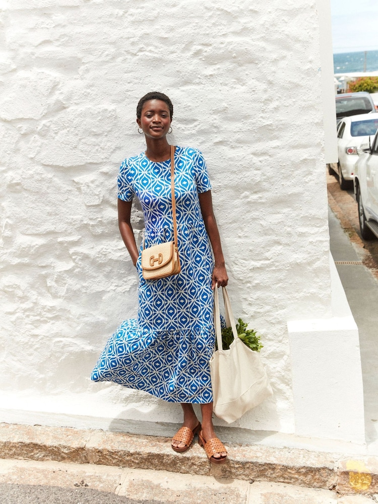 Boden Blue Emma Tiered Jersey Midi Dress - Image 1 of 6 Boden Blue Emma Tiered Jersey Midi Dress - Image 1 of 6