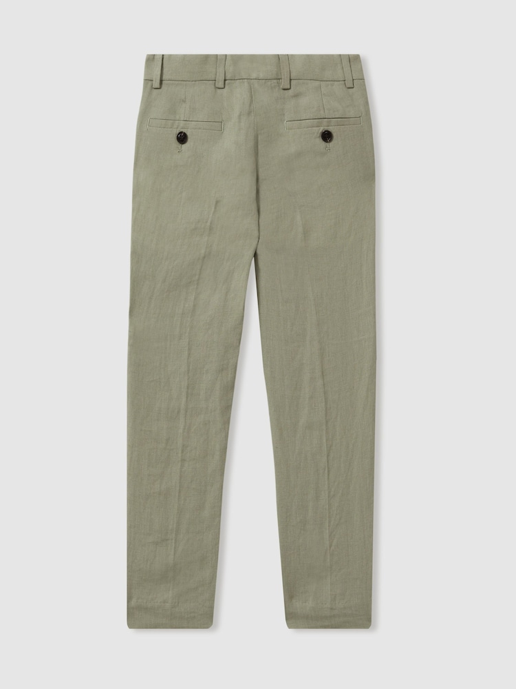 Reiss Apple Kin Junior Slim Fit Linen Adjustable Trousers - Image 2 of 3