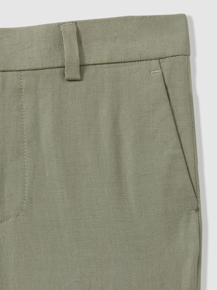 Reiss Apple Kin Junior Slim Fit Linen Adjustable Trousers - Image 3 of 3
