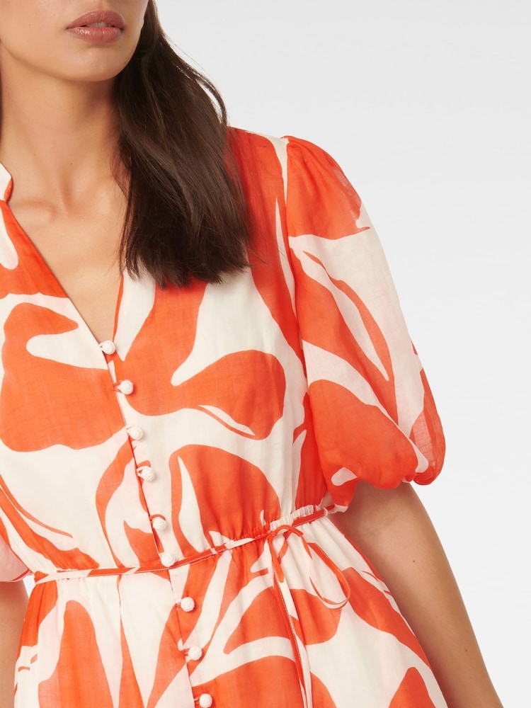 Forever New Red Loren Puff Sleeves Midi Dress - Image 6 of 6