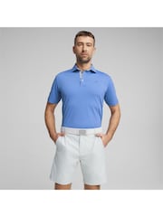 Puma x Arnold Palmer Blue Floral Trim Mens Polo Shirt - Image 1 of 6