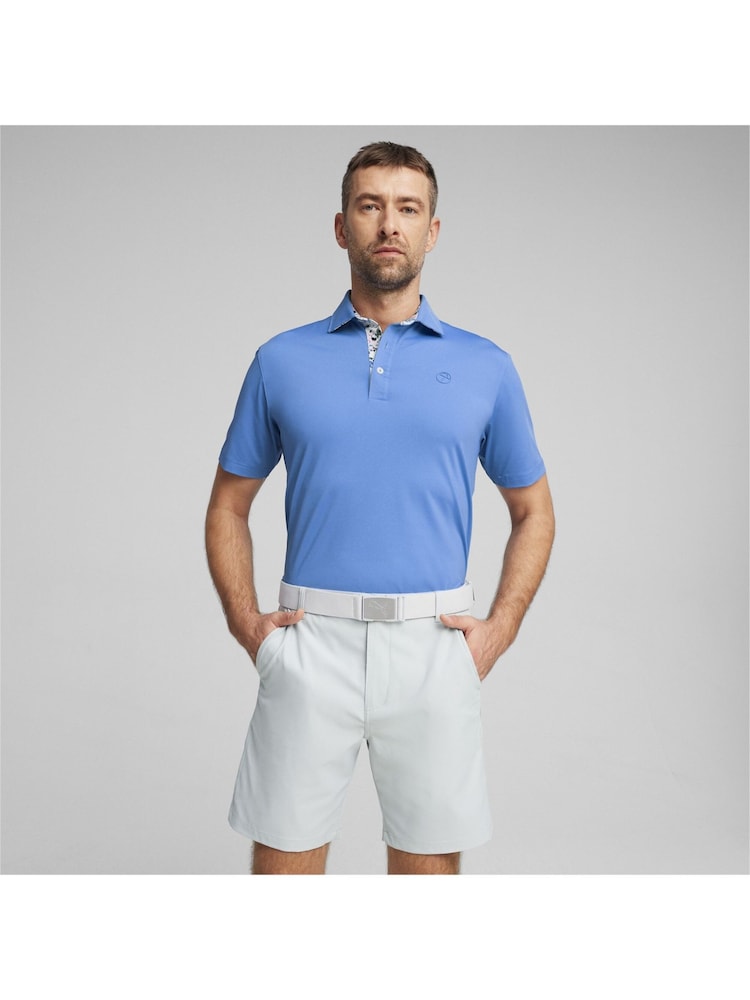 Puma x Arnold Palmer Blue Floral Trim Mens Polo Shirt - Image 1 of 6