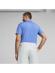 Puma x Arnold Palmer Blue Floral Trim Mens Polo Shirt - Image 2 of 6