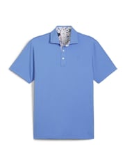 Puma x Arnold Palmer Blue Floral Trim Mens Polo Shirt - Image 5 of 6