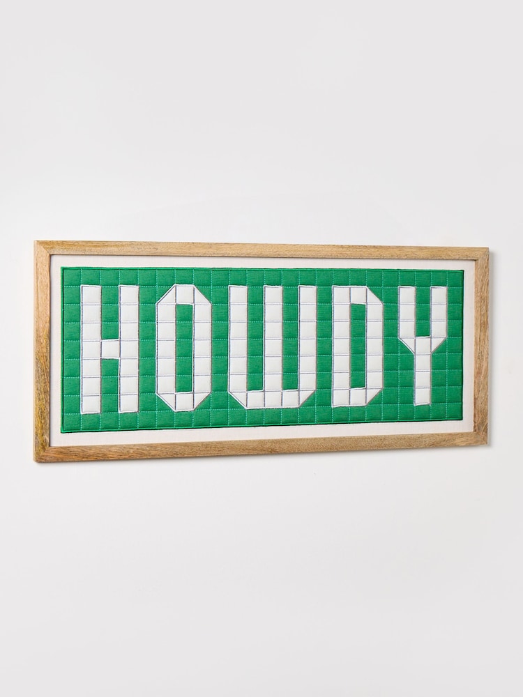 Oliver Bonas Green Howdy Appliqué Framed Wall Art - Image 2 of 4